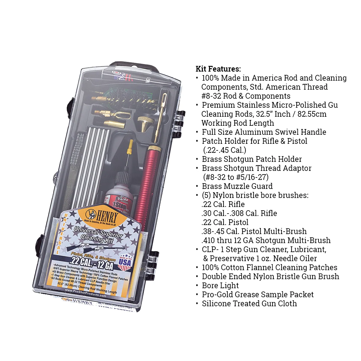 Henry Cleaning Kits (.17-.45 cal Rifle and .410 bore-12ga Shotgun) - Image 7
