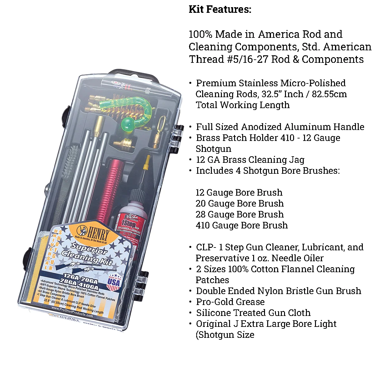Henry Cleaning Kits (.17-.45 cal Rifle and .410 bore-12ga Shotgun) - Image 8